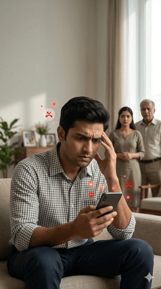 Stressed borrower facing recovery harassment while family watches