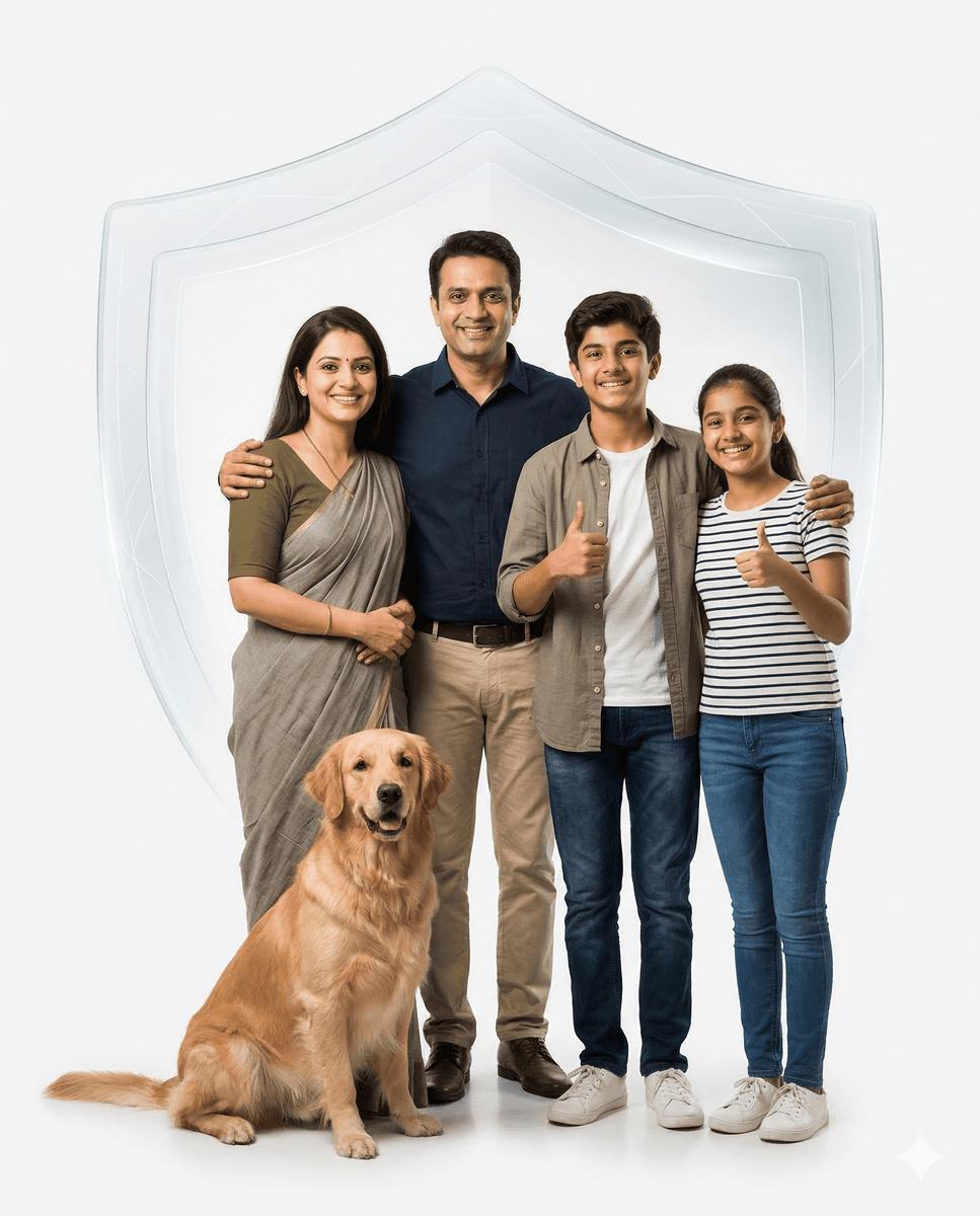 Indian family protected by Loan Kavach shield